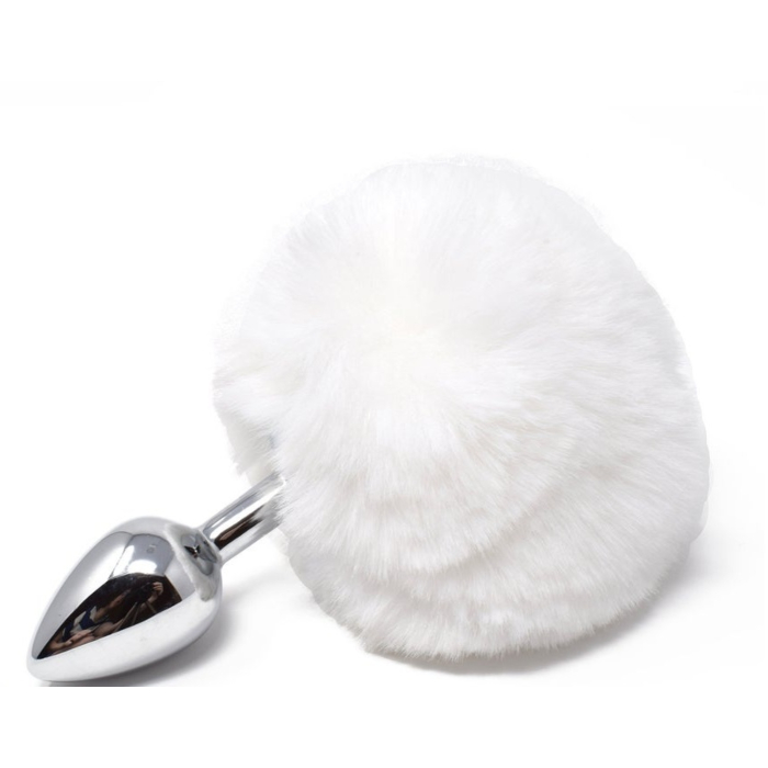 Μικρή Πρωκτική Σφήνα Bunny Butt Plug - Silver/White