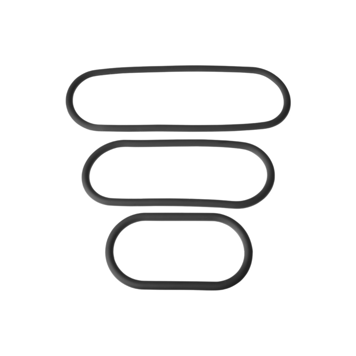 3 - Pack Silicone Slim  Wrap Ring - Black 9in 12in 15in