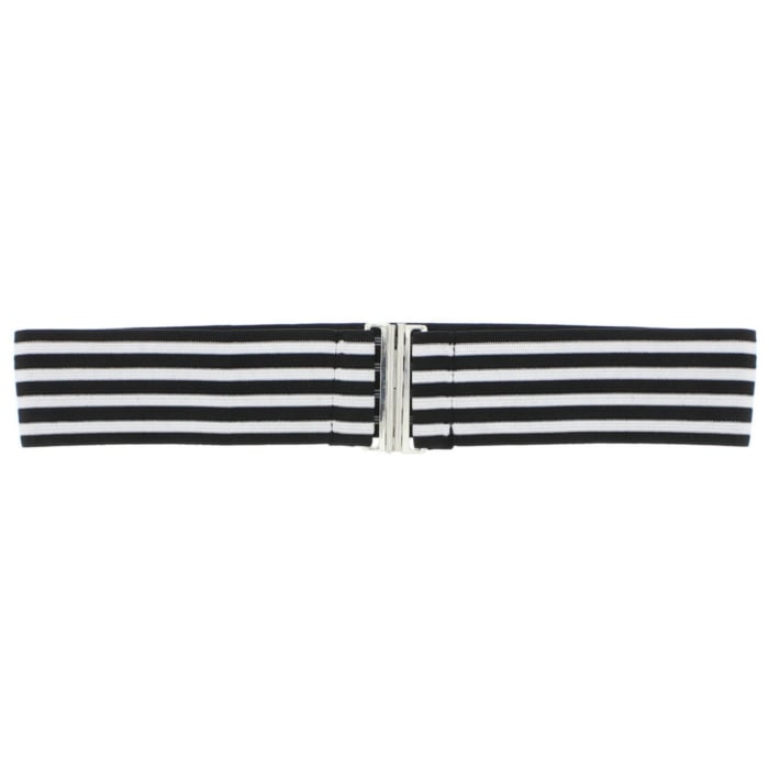 Black & White Striped Belt with Clasp