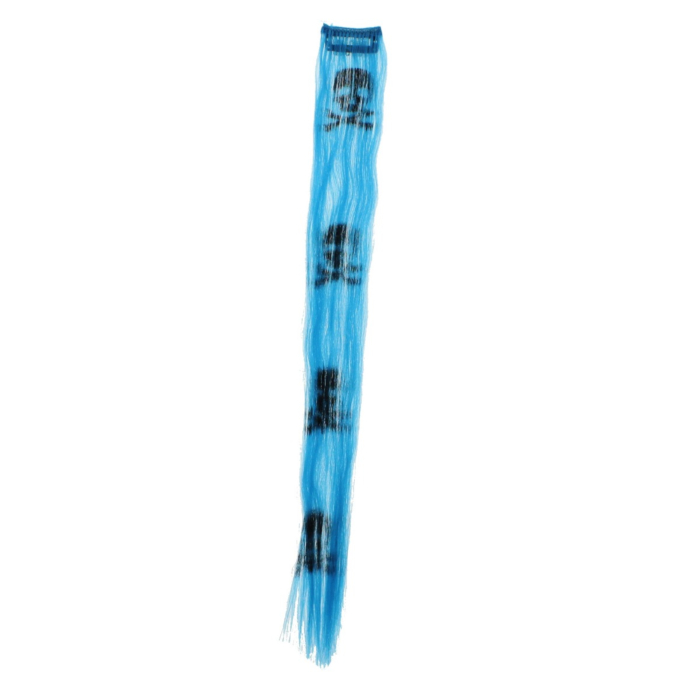 Aprox. 40cm Turquoise Skull & Crossbones Print Hair Highlights/ Extensions