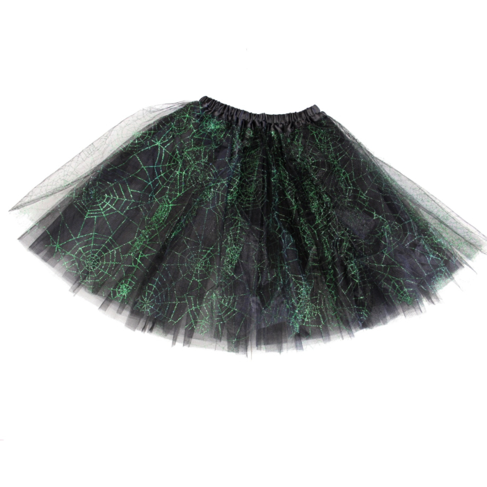 3-Layer Emerald Green Cobweb Design Tutu Skirt