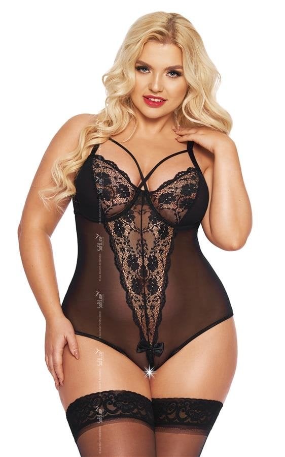 SoftLine Amanda Plus Size Κορμάκι – Μαύρο